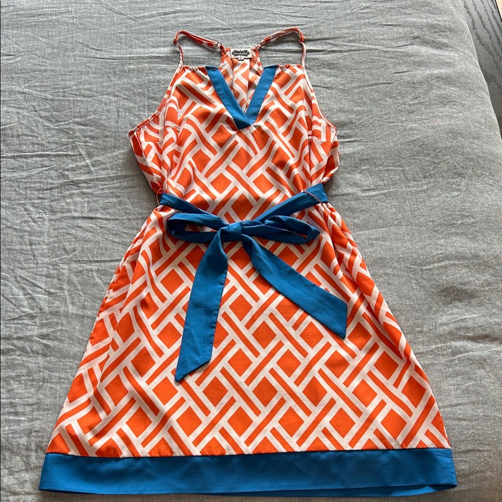 Orange and Blue Geometric Dress